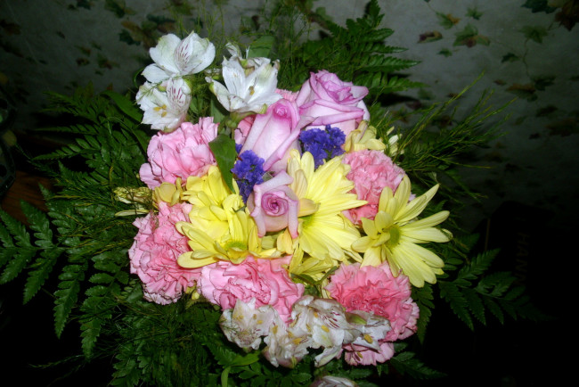 Обои картинки фото цветы, букеты, композиции, гвоздики, букет, розы