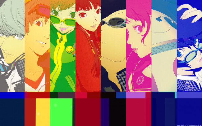 Обои картинки фото аниме, persona, радуга, персонажи