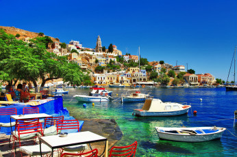 Картинка корабли лодки +шлюпки greece symi island sea holiday shore греция остров побережье город