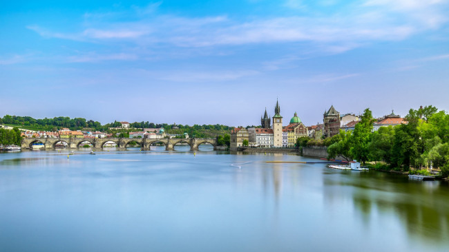 Обои картинки фото города, - пейзажи, prague, czech, republic, charles, bridge, vltava, river, прага, Чехия, карлов, мост, река, влтава