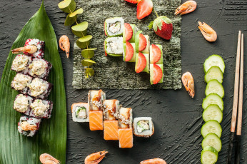 Картинка еда рыба +морепродукты +суши +роллы лосось рис вкусно палочки роллы
