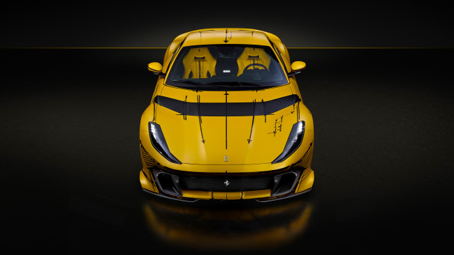 Обои картинки фото ferrari 812 competizione tailor made inspired by blanc sheet 2023, автомобили, ferrari, ferrari812, competizione, tailor, made, inspired, by, blanc, sheet, суперкар, желтый