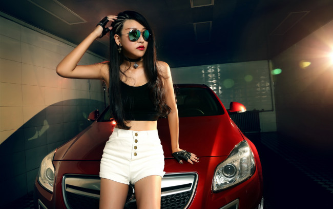 Обои картинки фото автомобили, авто с девушками, взгляд, девушка, автомобиль, азиатка