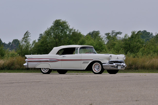Обои картинки фото автомобили, pontiac, chief, star, светлый, 1957г, 2867sdx, convertible, bonneville, custom
