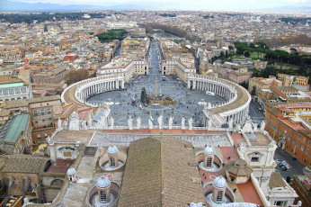 обоя piazza san pietro, города, рим,  ватикан , италия, панорама, обзор