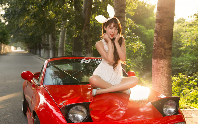 Обои картинки фото автомобили, -авто с девушками, девушка, взгляд, фон, автомобиль, азиатка