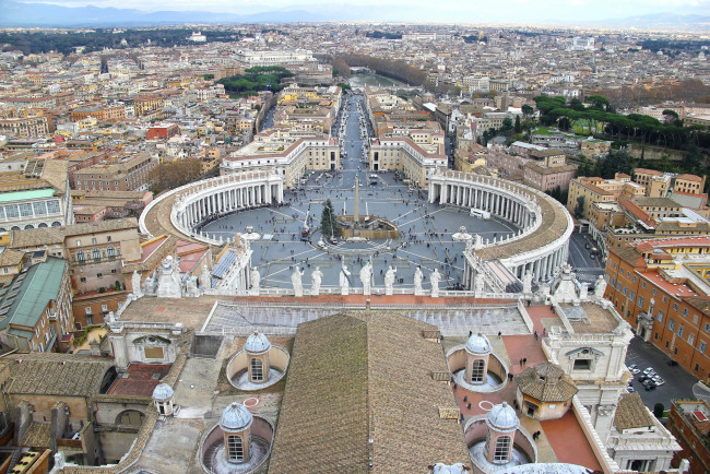 Обои картинки фото piazza san pietro, города, рим,  ватикан , италия, панорама, обзор