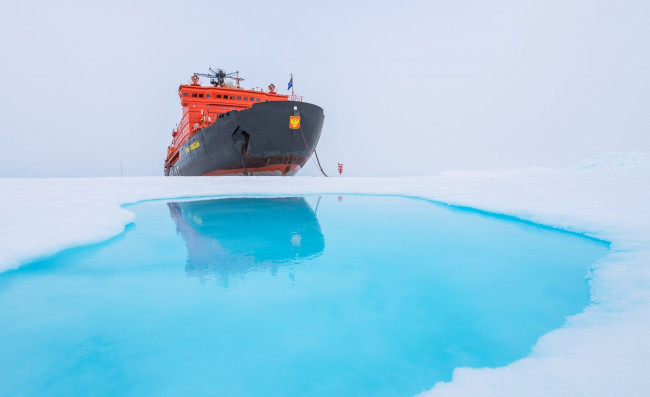 Обои картинки фото корабли, ледоколы, ледокол, атомный, лед, арктика, океан