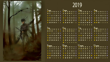 обоя календари, фэнтези, деревья, крылья, существо, лес