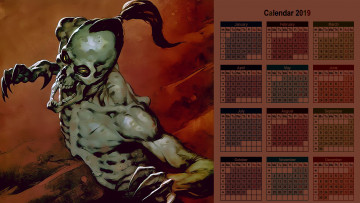 обоя календари, фэнтези, существо