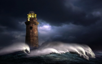 обоя природа, маяки, маяк, шторм, волна, буря, брызги, мощь, ураган, непогода, ветер, стихия, сила, океан, море, вода