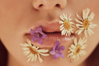 Картинка разное губы розовые ромашки