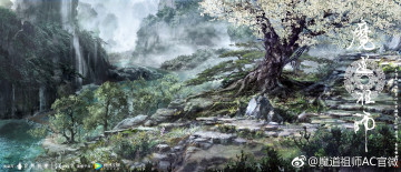 обоя аниме, mo dao zu shi, деревья, горы, водопады