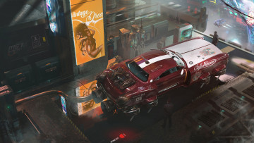 Картинка фэнтези транспортные+средства car art cyberpunk race futuristic