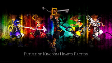 обоя аниме, kingdom, hearts, ключ, оружия, девушки