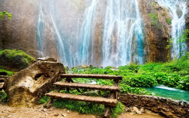 Обои картинки фото природа, водопады, скала