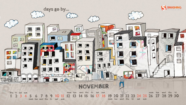 Обои картинки фото календари, рисованные, векторная, графика, дома, город, небоскребы