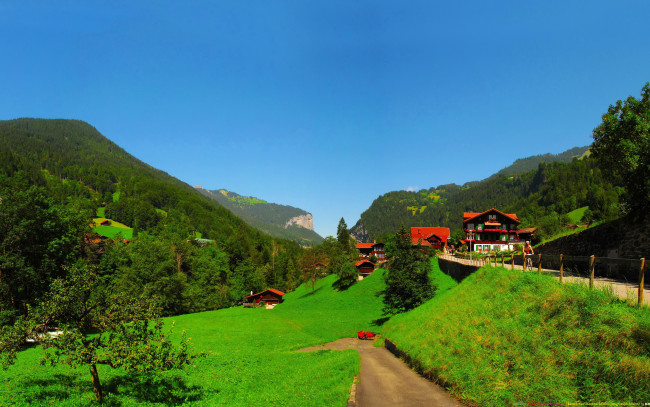 Обои картинки фото швейцария, берн, лаутербруннен, города, пейзажи, горы, дома