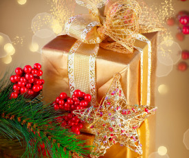 Картинка праздничные подарки+и+коробочки золото подарок новый год decoration box рождество gift christmas merry xmas украшения golden