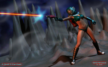 Картинка 3д+графика фантазия+ fantasy девушка оружзия горы