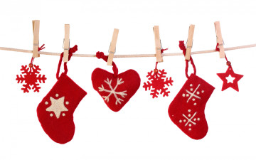 Картинка праздничные украшения merry christmas decoration рождество новый год сердце снежинки носки