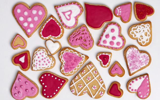 Обои картинки фото еда, пирожные,  кексы,  печенье, разные, сердечки, печенье