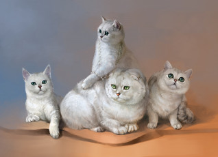 Картинка рисованное животные +коты кошки