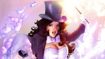 Картинка рисованное комиксы dc comics волшебство zatanna кролики волшебная палочка заклинание