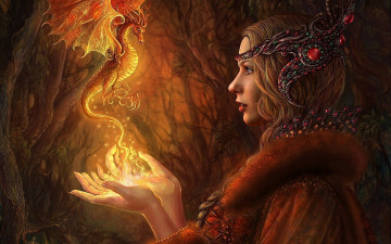 Картинка фэнтези магия дыхание прозрение красивая создание руки маг чудо богиня очарование дракон колдовство девушка