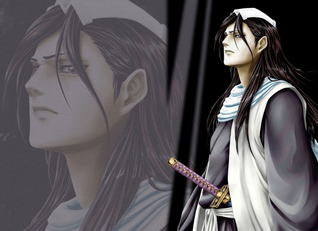 Обои картинки фото аниме, bleach, меч, шинигами, воин, взгляд, капитан, sword, shinigami, byakuya, kuchiki