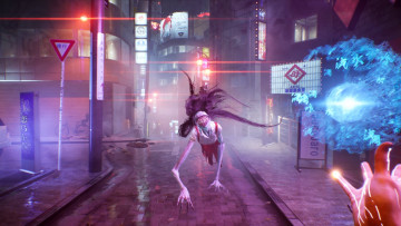 обоя видео игры, ghostwire,  tokyo, город, огни, призрак