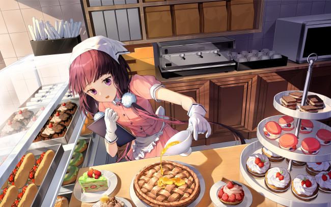 Обои картинки фото аниме, blend s, девочка, кухня, выпечка