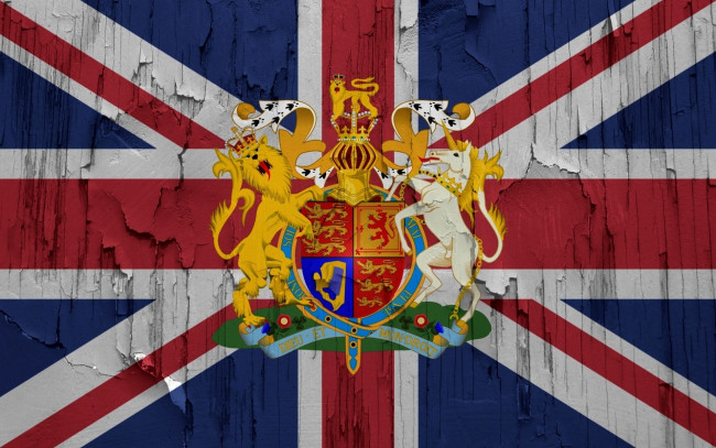 Обои картинки фото разное, граффити, флаг, великобритания, герб