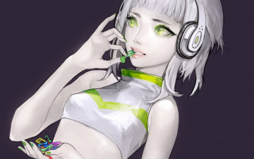 Картинка аниме headphones instrumental девушка