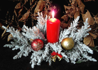 Картинка праздничные новогодние+свечи пламя шары