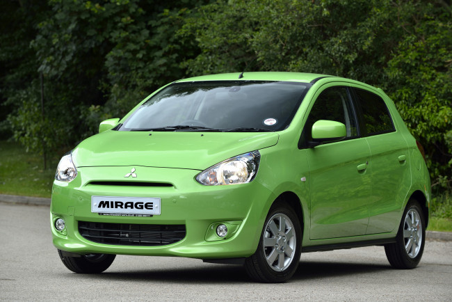 Обои картинки фото автомобили, mitsubishi, mirage, uk-spec, 2013г, зеленый