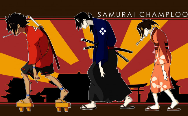 Обои картинки фото аниме, samurai champloo, дзин, муген, фуу, самурай, чаплу