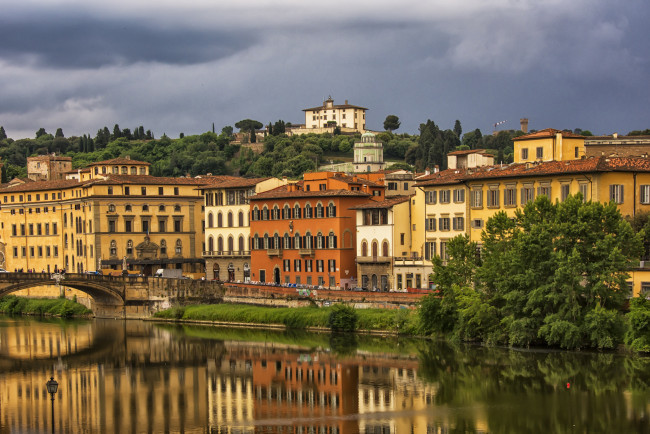 Обои картинки фото florence, города, флоренция , италия, панорама, огни, ночь