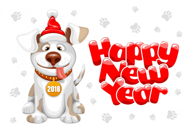 Обои картинки фото праздничные, векторная графика , новый год, new, year, новый, год, dog, собака, праздник, 2018
