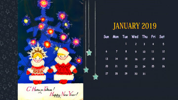 Картинка календари праздники +салюты елка дед мороз снегурочка