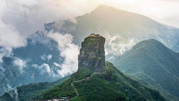 Картинка города -+пейзажи горы китай бин храм гора фань цзиншань юньнань