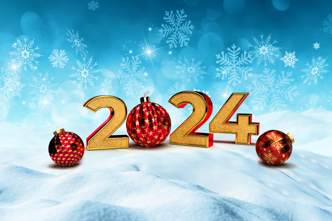 Обои картинки фото праздничные, - разное , новый год, снежинки, год, цифры, шары