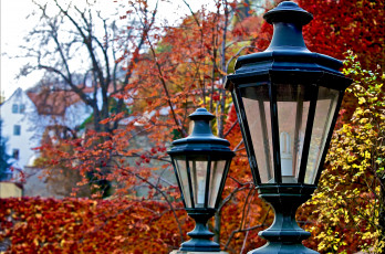 Картинка разное осветительные приборы фонари осень