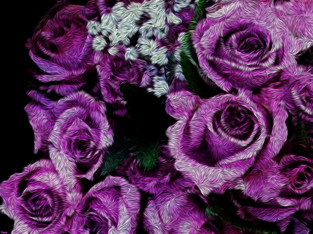 Обои картинки фото 3д, графика, flowers, цветы, розовый, фон, тёмный