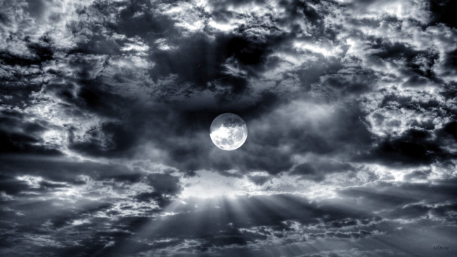 Обои картинки фото природа, облака, луна