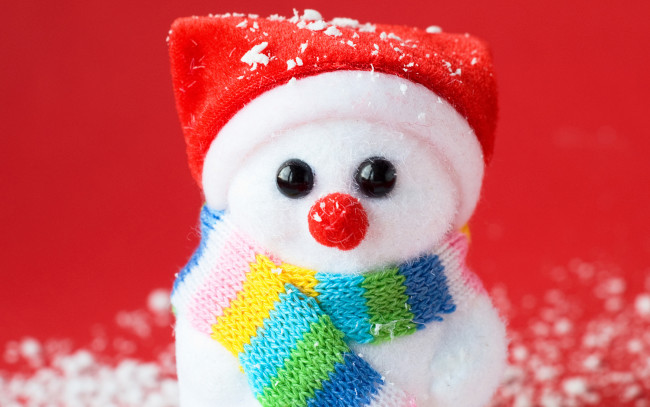 Обои картинки фото праздничные, снеговики, шарфик, колпак
