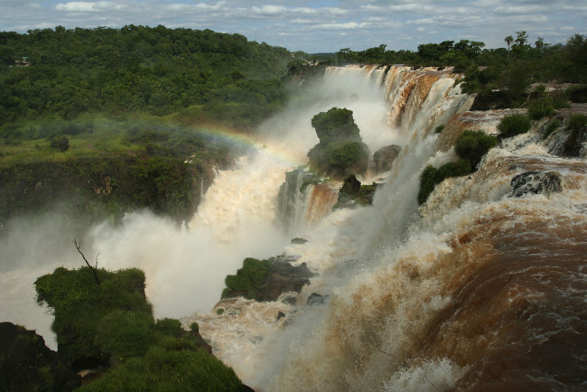 Обои картинки фото guazu, falls, природа, водопады, вода, потоки, радуга