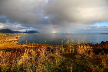 обоя норвегия, природа, радуга, река