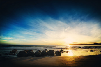 Картинка природа восходы закаты солнце новая зеландия океан берег камни