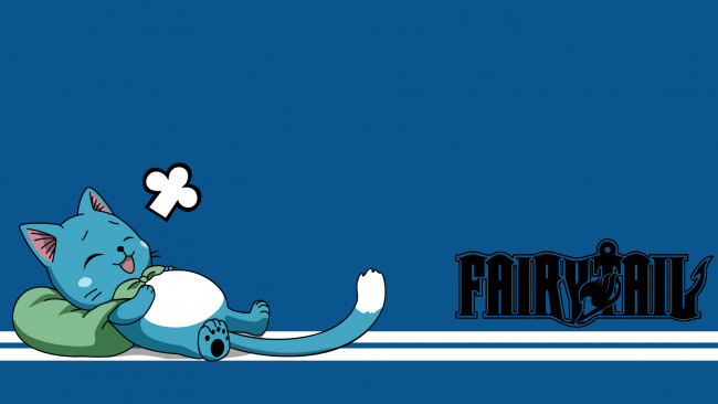 Обои картинки фото аниме, fairy, tail, хеппи, синий, кот, маг